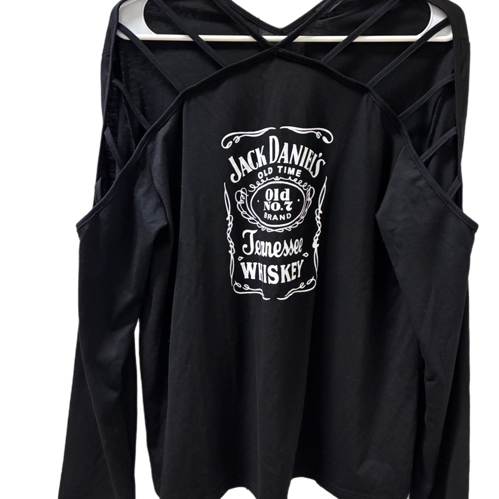 Jack Daniel's Black Long Sleeve Cold-Shoulder Tee